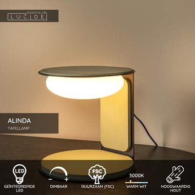 Lucide ALINDA - Tafellamp - Ø 20 cm - LED Dimb. - 1x9W 3000K - Groen | Essential